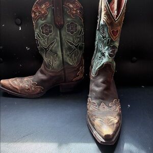 Dan Post leather western boot with detail.